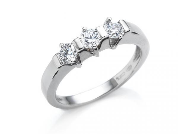 CF01747 - Anello Trilogy Oro Bianco 18Kt Zirconi